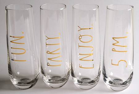 Farmhouse Glassware Stemless Champagne - Set of 4