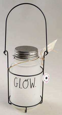 Farmhouse Glass Jar LED Light & Metal Holder