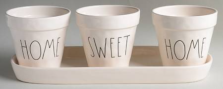 Farmhouse Planter Set (2)Motif 7&(1)Motif 8 4" Planter&Tray