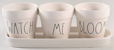 Farmhouse Planter Set (3) 4" Motif Planters (10-12) & Tray
