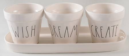 Farmhouse Planter Set (3) 4" Motif Planters (13-15) & Tray