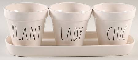 Farmhouse Planter Set (3) 4" Motif Planters (25-27) & Tray