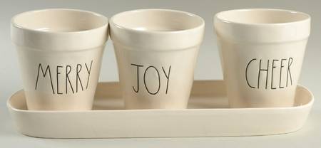 Farmhouse Planter Set (3) 4" Motif Planters (28-30) & Tray