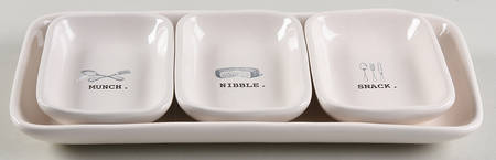Rae Dunn Kitchenware (Set of 3 Motif) Rectangular Dish & 12" Tray