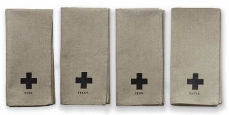 Rae Dunn Kitchenware Cloth Napkin - Set of 4 Motifs (NAPC1, NAPC2, NAPC3 & NAPCM4)