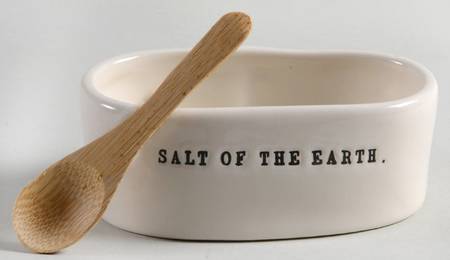 Rae Dunn Kitchenware Salt Cellar & Wood Spoon