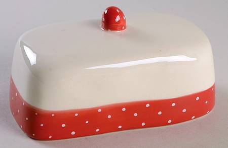 Polka Dot Band and Type Print Lid for 1/4 Lb Butter