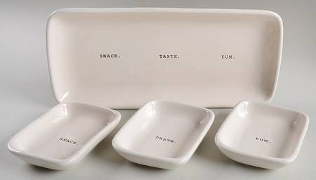 Rae Dunn Kitchenware (Set of 3 Motif) Rectangular Dish & 12" Tray