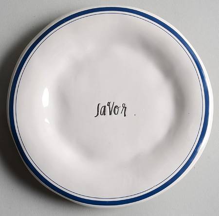 Blue Line and Stem Print Appetizer Plate
