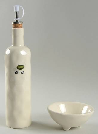 Rae Dunn Kitchenware Oil Cruet & Olive Dish