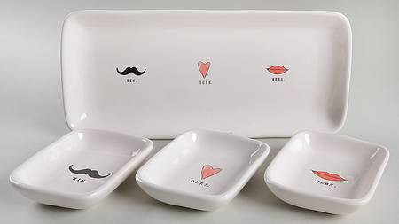 Rae Dunn Giftware (Set of 3 Motif) Rectangular Dish & 12" Tray
