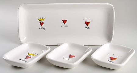 Rae Dunn Giftware (Set of 3 Motif) Rectangular Dish & 12" Tray