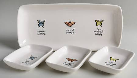 Rae Dunn Giftware (Set of 3 Motif) Rectangular Dish & 12" Tray