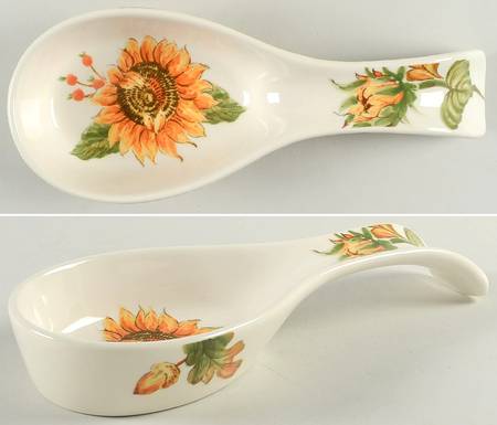 Sunflower and Acorn Spoon Rest/Holder (Holds 1 Spoon)
