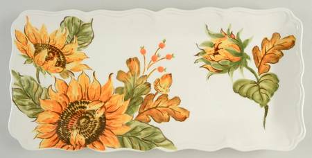 Sunflower and Acorn 17" Rectangular Serving Platter