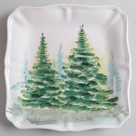 Watercolor Forest Square Salad Plate