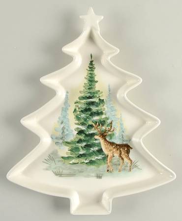 Watercolor Forest 14" Tree Shaped Tray