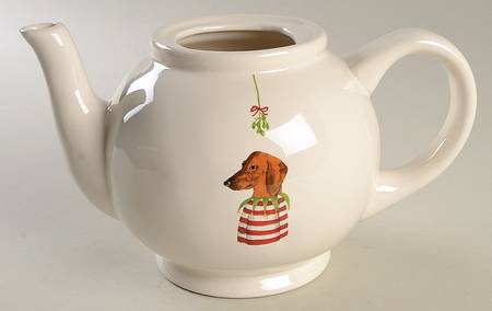 Christmas Dogs Teapot No Lid