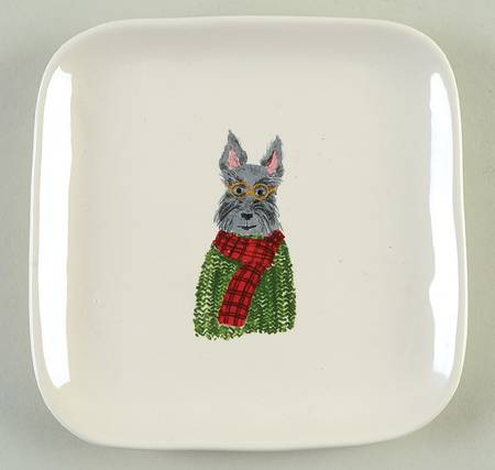 Christmas Dogs Square Appetizer Plate