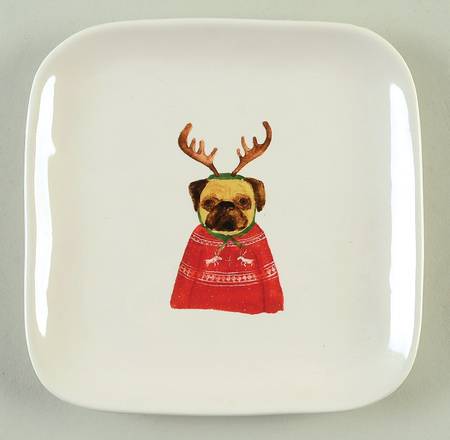 Christmas Dogs Square Appetizer Plate
