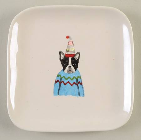 Christmas Dogs Square Appetizer Plate