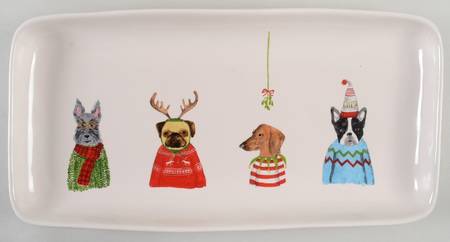 Christmas Dogs 14" Rectangular Serving Platter