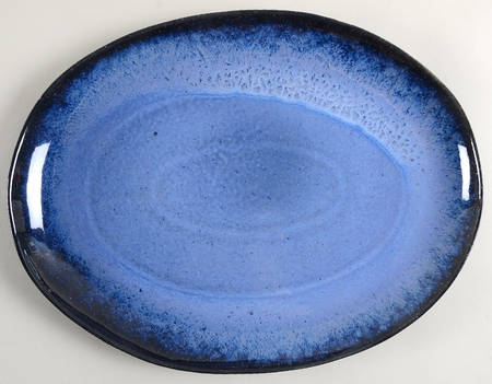Shea Blue 15" Oval Serving Platter