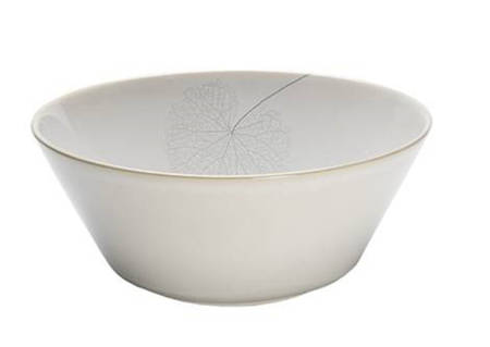 Leaf White Silk 10" Round Serving Bowl