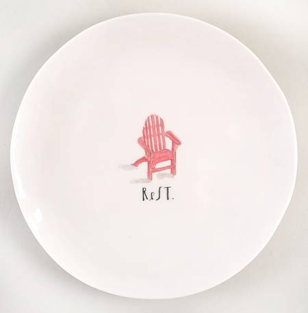 Sit and Relax (Red and Blue Chairs) Melamine Salad Plate