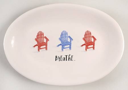 Sit and Relax (Red and Blue Chairs) 8" Oval Plate