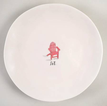 Sit and Relax (Red and Blue Chairs) Melamine Dinner Plate