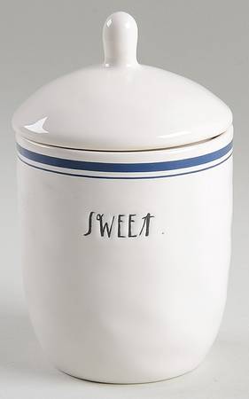 Blue Line and Stem Print Sugar Bowl & Lid