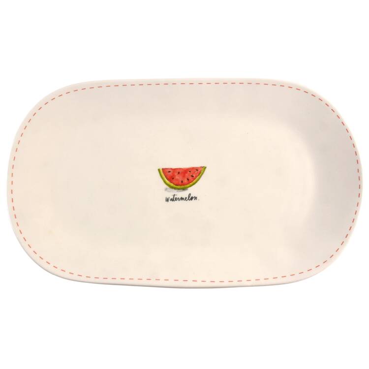 Watermelon and Red Stitch 14" Oval Serving Platter