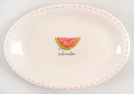 Watermelon and Red Stitch 8" Oval Plate