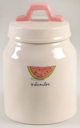 Watermelon and Red Stitch Small Canister & Lid