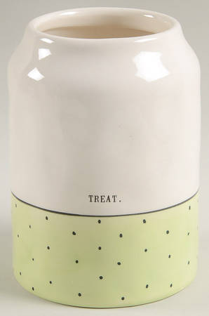 Polka Dot Band and Type Print Medium Canister No Lid