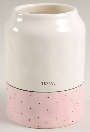 Polka Dot Band and Type Print Medium Canister No Lid