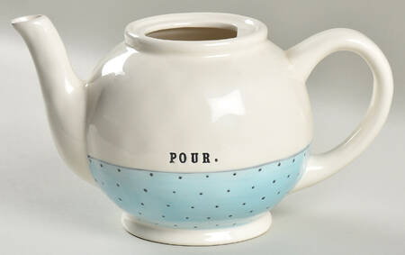 Polka Dot Band and Type Print Teapot No Lid