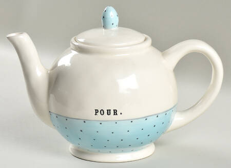Polka Dot Band and Type Print Teapot & Lid