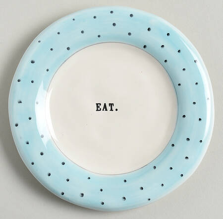 Polka Dot Band and Type Print Appetizer Plate
