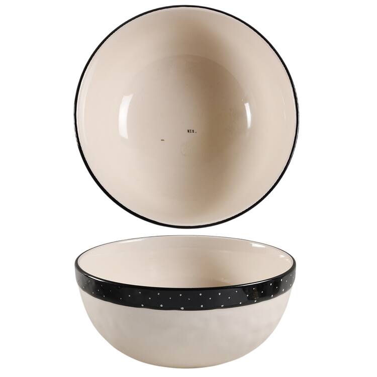 Polka Dot Band and Type Print 10" Mixing Bowl