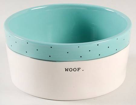 Polka Dot Band and Type Print Dog Bowl