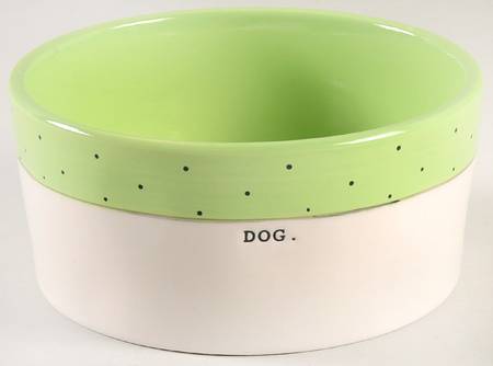 Polka Dot Band and Type Print Dog Bowl