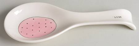 Polka Dot Band and Type Print Spoon Rest/Holder (Holds 1 Spoon)