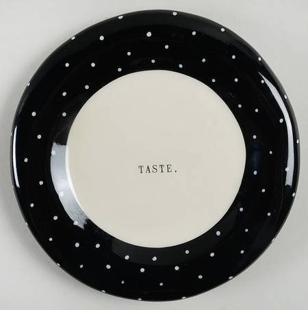 Polka Dot Band and Type Print Appetizer Plate