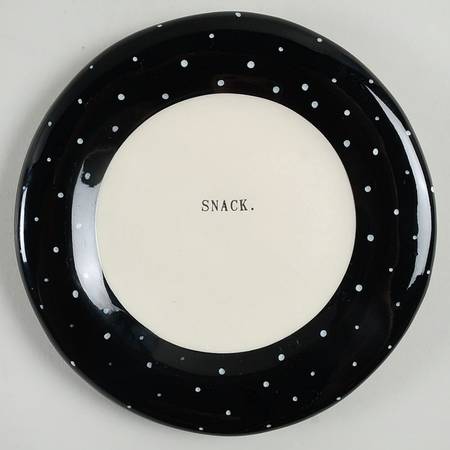 Polka Dot Band and Type Print Appetizer Plate