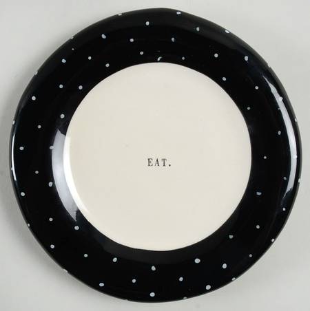 Polka Dot Band and Type Print Appetizer Plate