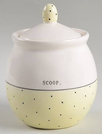 Polka Dot Band and Type Print Sugar Bowl & Lid
