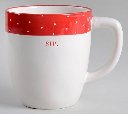 Polka Dot Band and Type Print Mug