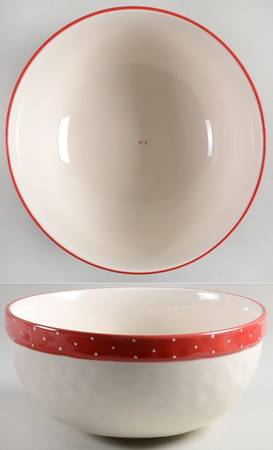 Polka Dot Band and Type Print 10" Mixing Bowl